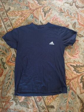 adidas Navy Short Sleeve Crew Neck Tee with White Logo